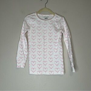 Janie and Jack Girls Heart Print‎ Pajama Shirt White Size 5